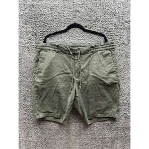 Vince‎ High Rise Linen Blend Twill Drawstring Shorts Olive Green Mens Size XXL